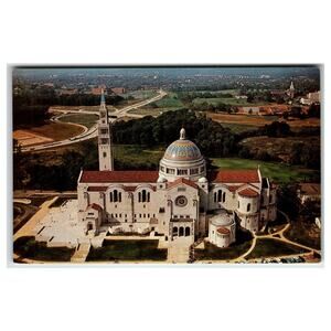 National Shrine Immaculate Conception Washington DC Aerial View Postcard